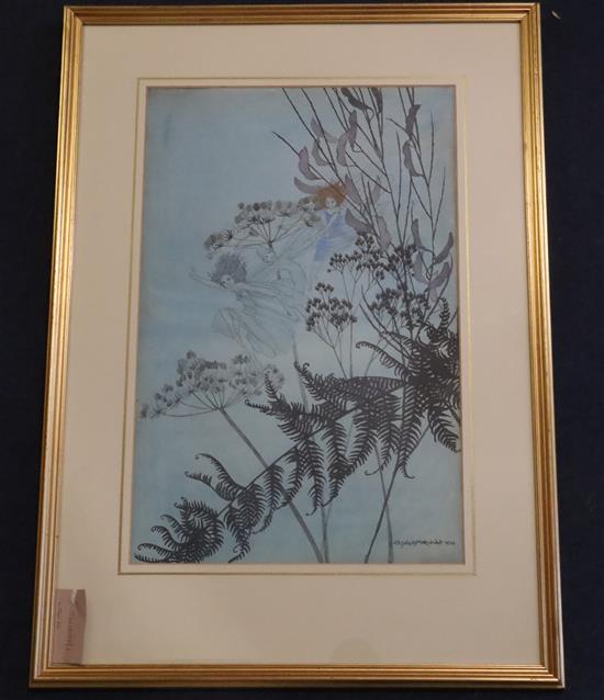 Elizabeth Mary Watt (1886-1954) Fairies among foliage 19.75 x 12.75in.